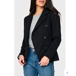 Gibsonlook Women’s Double Breasted Blazer In Black Size M